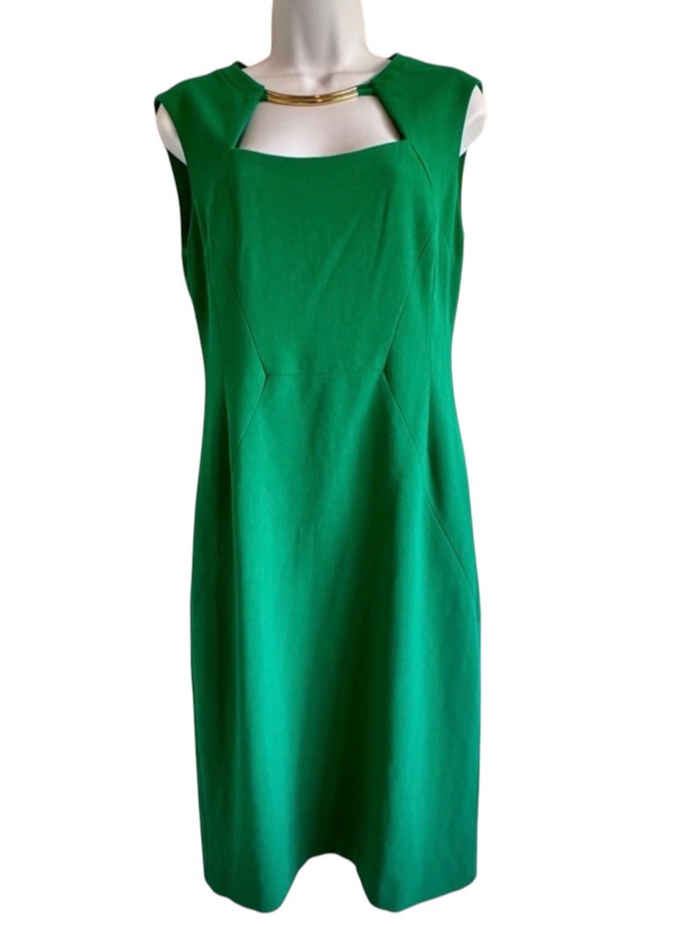 BCBGMaxAzria Clara Sheath Dress Square Neck Mini Sz8 Avocado Green Cocktail